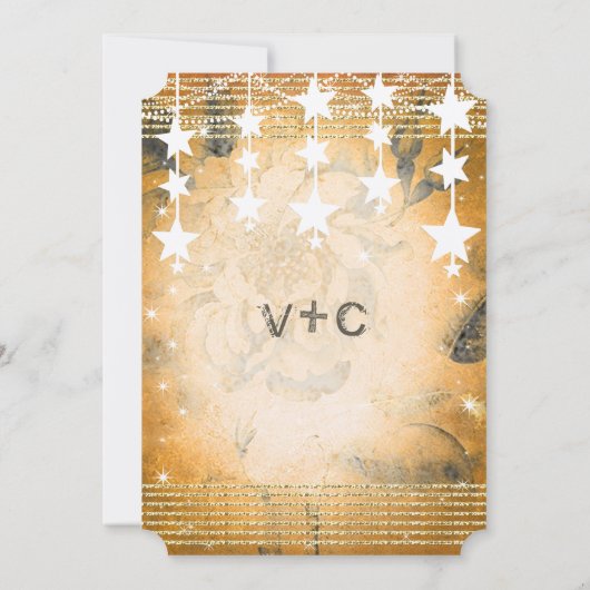 Invitation Tableau noir rose Mariage or sous les étoiles (Dos)