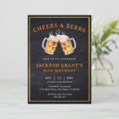 Invitation Tableau Noir Rustique Anniversaire Cheers & Beers (Debout devant)