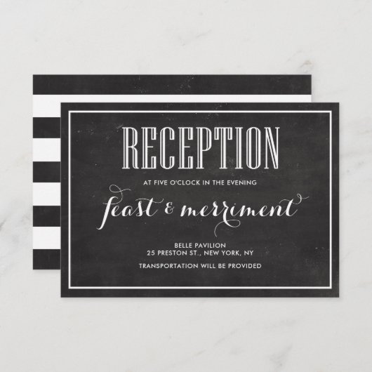 Invitation Tableau Noir Rustique Réception de Mariage Manger (Devant / Derrière)