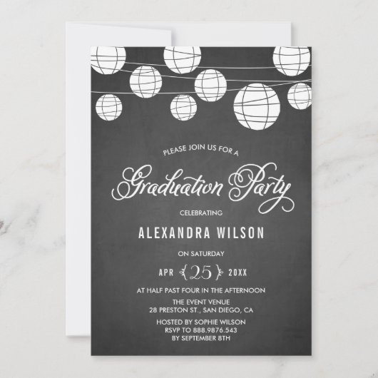 Invitation Tableau noir rustique Suspension des lanternes Gra (Devant)