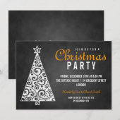 Invitation Tableau noir Tourbillonnant Arbre de Noël Orange n (Devant / Derrière)