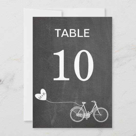 Invitation Tableau noir vélo romantique initiales numéro de t (Devant)