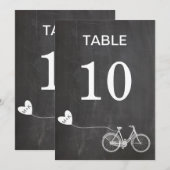 Invitation Tableau noir vélo romantique initiales numéro de t (Devant / Derrière)
