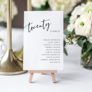 Invitation Tableau Numéro 20 Vingt Plan de Table de Mariage C