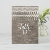 Invitation Tableau Numéros Rustique Vintage dentelle (Debout devant)