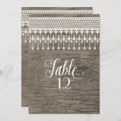 Invitation Tableau Numéros Rustique Vintage dentelle (Devant / Derrière)