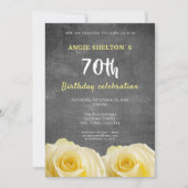 Invitation Tableau rose jaune moderne 70e fête d'anniversaire (Devant)