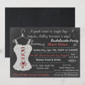 Invitation Tableau rouge dentelle Lingerie Douche Bachelorett (Devant / Derrière)