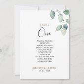 Invitation Tableau vert classique Numéro 1 Tableau de sièges (Devant)