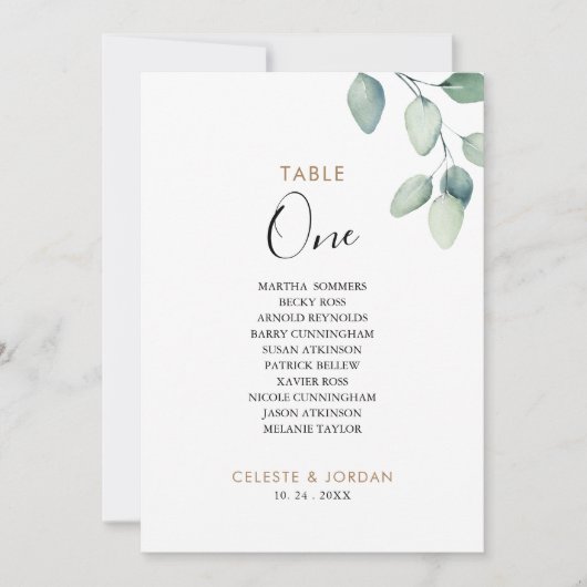 Invitation Tableau vert classique Numéro 1 Tableau de sièges (Devant)
