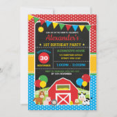 Invitation Tableau vibrant d'anniversaire d'animaux de (Devant)