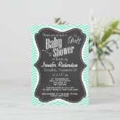 Invitation Tableau vintage; Aquamarine Chevron; zig zag (Debout devant)