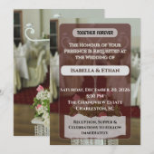 Invitation Tables de réception élégantes roses blanches Maria (Devant / Derrière)
