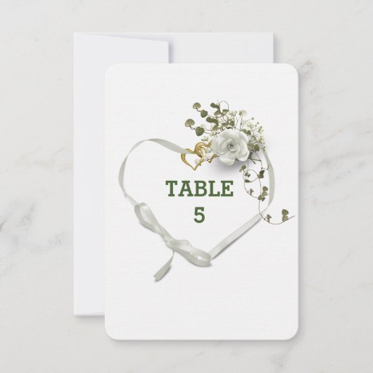 Invitation Tablette mariage Blanc Ruban Heart (Devant)