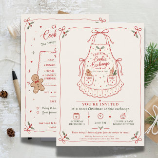 Invitation Tablier d'échange de biscuits de Noël