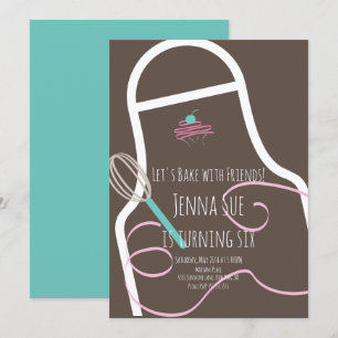 Invitation Tablier pour cupcakes de fête d'anniversaire