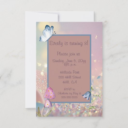 Invitation Tabouret enchanté 3 ans Anniversaire (Dos)