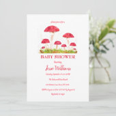 Invitation Tabourets Baby shower Champignons Nature rouge (Debout devant)