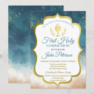 Invitation Tache de peinture, Calice Première communion