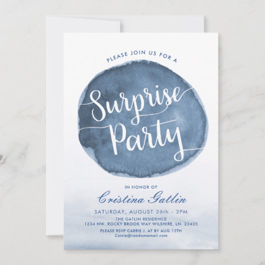 Invitation Tache d'eau de lac | Sur mesure | Fête d'anniversa (Devant)