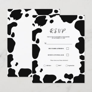 Invitation Taches de Vache Moo Imprimé Mariage RSVP Noir & Bl