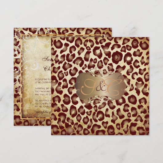 Invitation Taches et volutes de léopard vintage (Devant / Derrière)