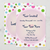 Invitation Taches roses avec cœur (Devant / Derrière)