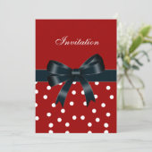Invitation Taches Rouges Blanches Rubans Noirs (Debout devant)