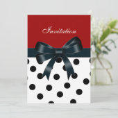 Invitation Taches rouges et noires Rubans blancs (Debout devant)