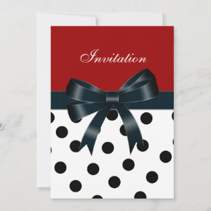 Invitation Taches rouges et noires Rubans blancs