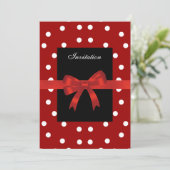 Invitation Taches rouges noires Blanc Rubans rouge (Debout devant)