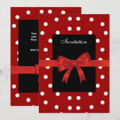 Invitation Taches rouges noires Rubans rouges blan (Devant / Derrière)