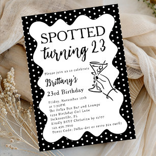 Invitation Taches Tourné 23 Polka Dot Fête d'anniversaire 23