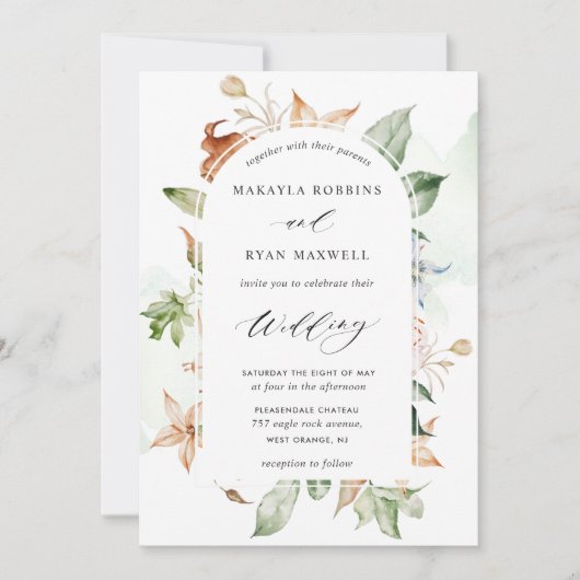 Invitation Taches vertes, Elégant Mariage d'arc I (Devant)