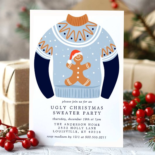 Invitation Tackerbread Man Ugly Christmas Sweater Party