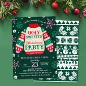 Invitation Tacky Festive Ugly Sweater Party Rouge et Vert