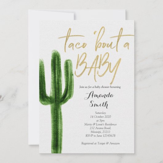 Invitation Taco à propos bébé Cactus Couples Douche Invitatio (Devant)