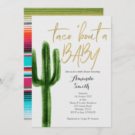 Invitation Taco à propos bébé Cactus Couples Douche Invitatio (Devant / Derrière)