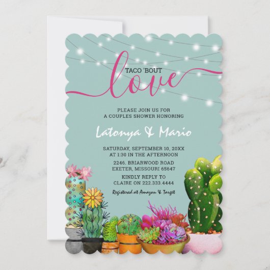 Invitation Taco 'À propos d'amour Fiesta Couples Douche (Devant)
