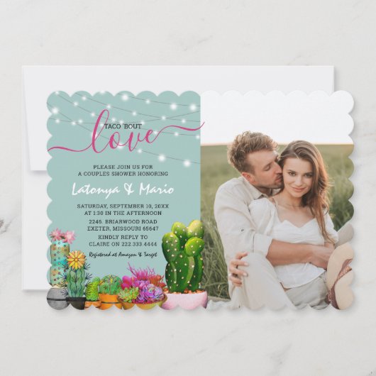 Invitation Taco 'À propos d'amour Fiesta Couples Douche Photo (Devant)