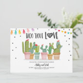 Invitation Taco à propos d'amour Fiesta Fête de couples Cactu (Debout devant)