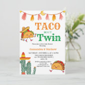 Invitation Taco à propos d'un bébé Baby shower mexicain jumea (Debout devant)