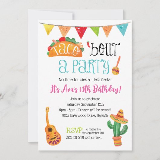 Invitation Taco à propos d'un parti (Devant)