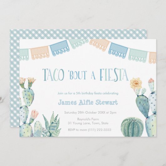 Invitation Taco A Propos D'Une Fête - N'Importe Quel Âge Garç (Devant / Derrière)