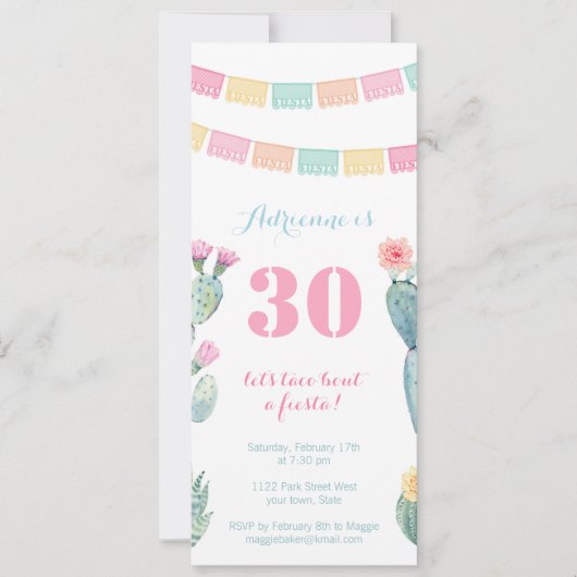 Invitation Taco à propos d'une Fiesta Mexicaine tout âge fête (Devant)