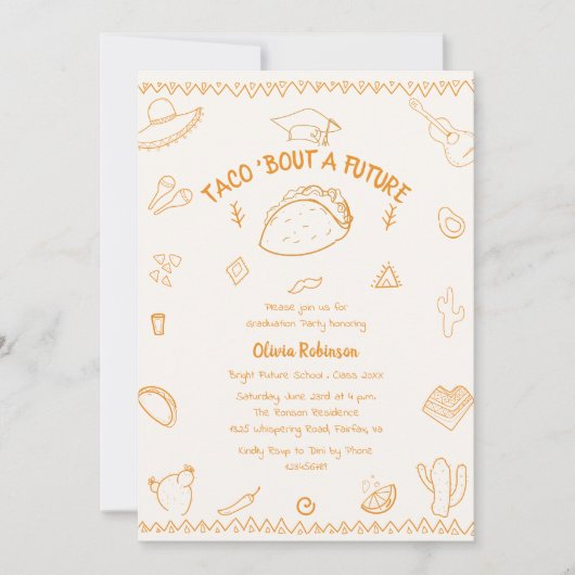 Invitation Taco à propos d'une future fête de Doodle de remis (Devant)