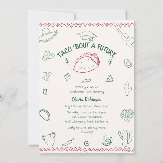 Invitation Taco à propos d'une future fête de Doodle de remis (Devant)