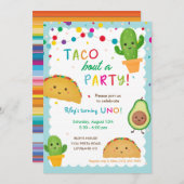 Invitation Taco à un anniversaire de fête (Devant / Derrière)