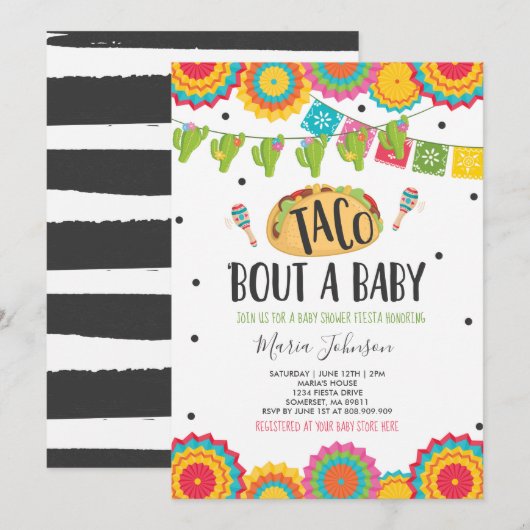 Invitation Taco 'Bout A Baby Fiesta Baby shower (Devant / Derrière)