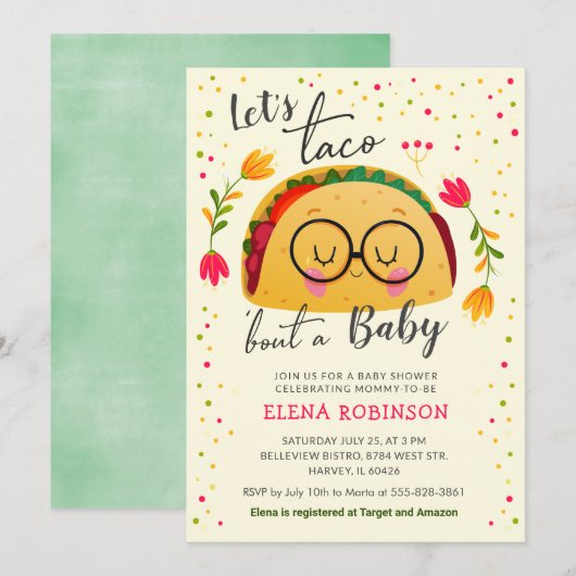 Invitation Taco Bout a Baby Fiesta Baby shower Sprinkle (Devant / Derrière)